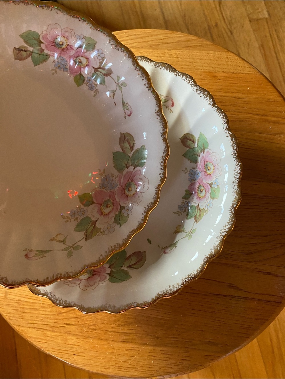 1940’s Limoges-American China Rose Scalloped Transfer Ware 8” bowls set of 2 - Picture 2 of 10